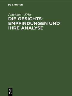 cover image of Die Gesichts-Empfindungen und ihre Analyse